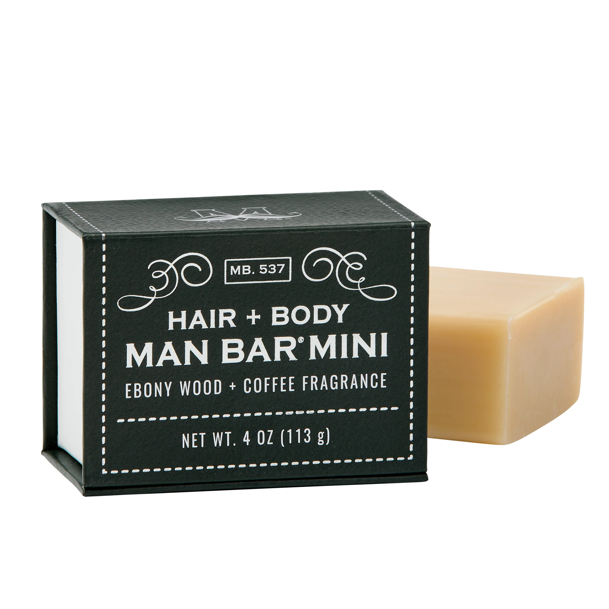 Man Bar Mini, Ebony Wood & Coffee soap with box