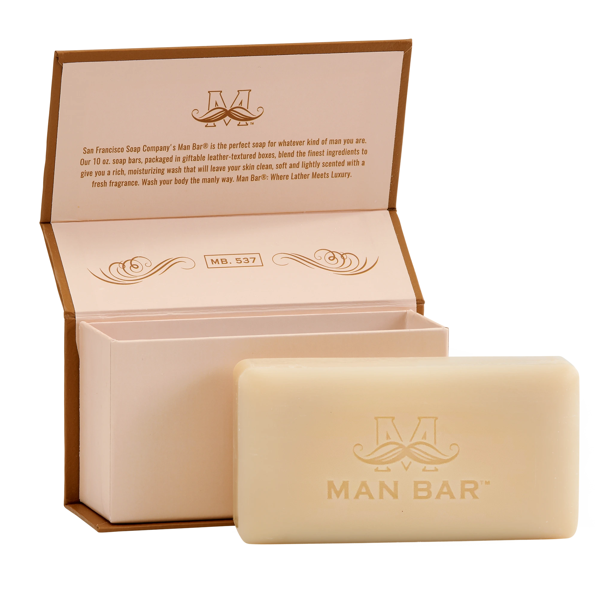 Man Bar Moisture Rich Spiced Tobacco, open view of box