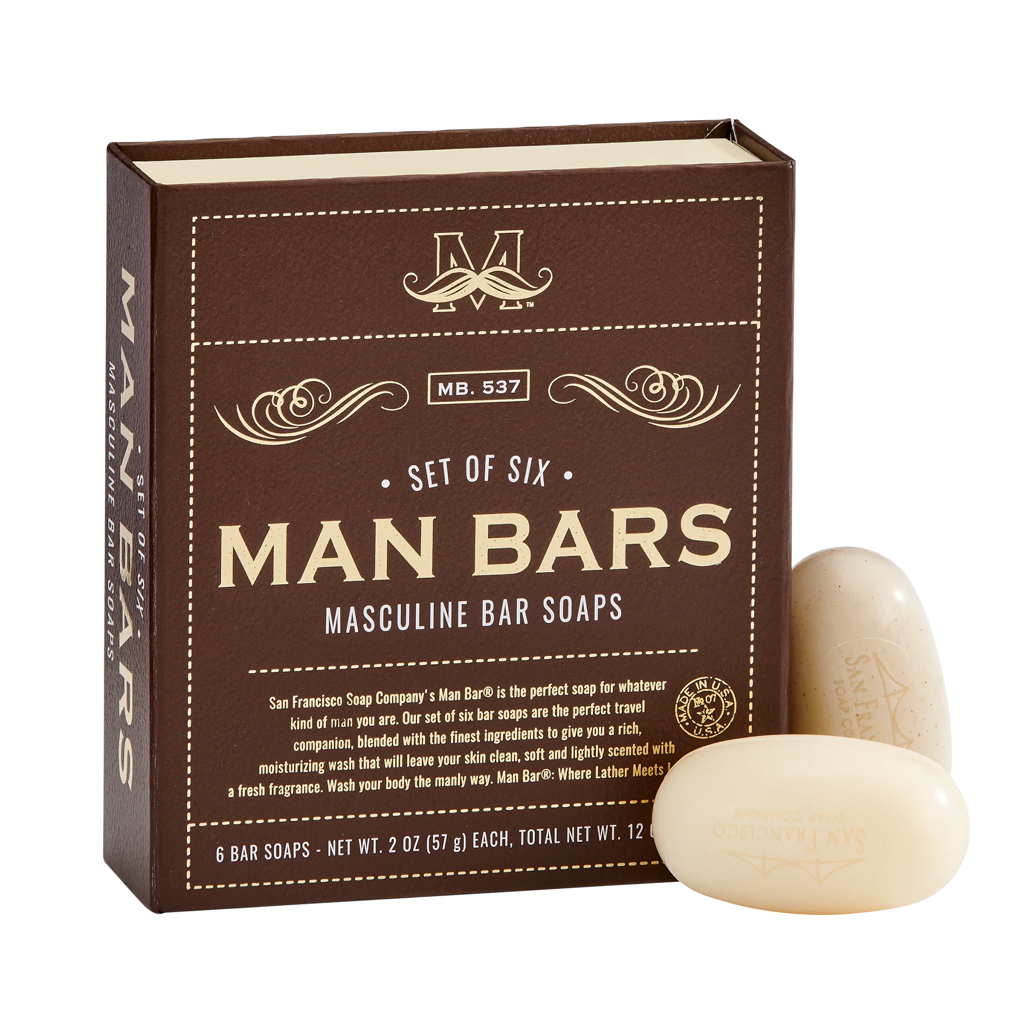 Man Bar 6 piece sampler set box with soaps
